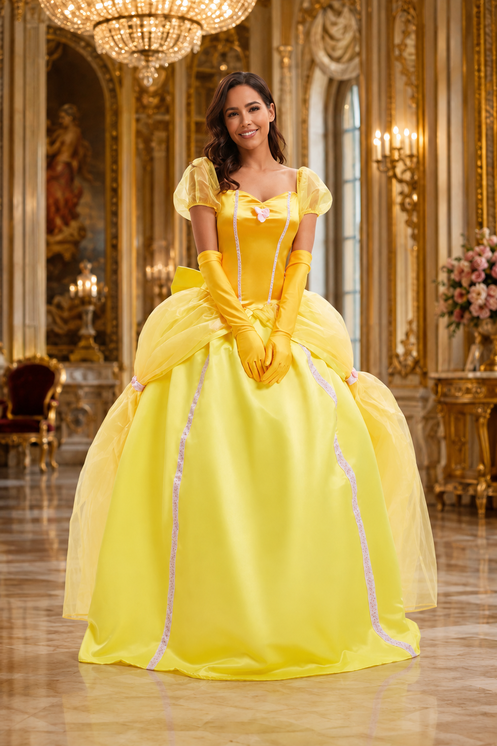 Little River | Women’s Yellow Princess Puff Sleeve Halloween Dress Costume