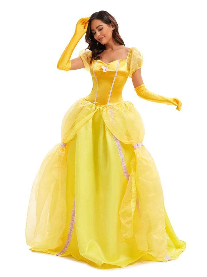 Little River | Women’s Yellow Princess Puff Sleeve Halloween Dress Costume