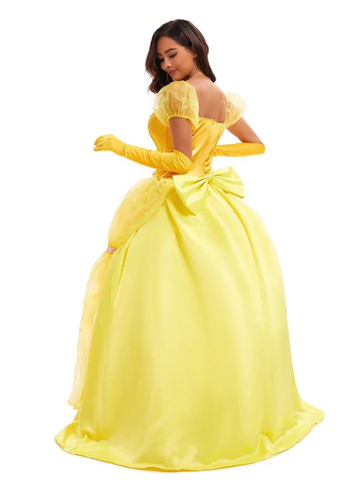 Little River | Women’s Yellow Princess Puff Sleeve Halloween Dress Costume