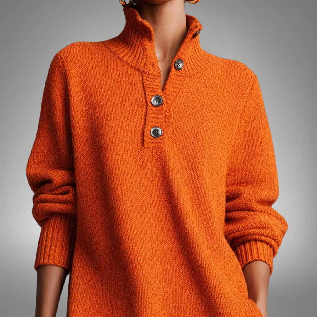 Detail view of the stand collar and button placket