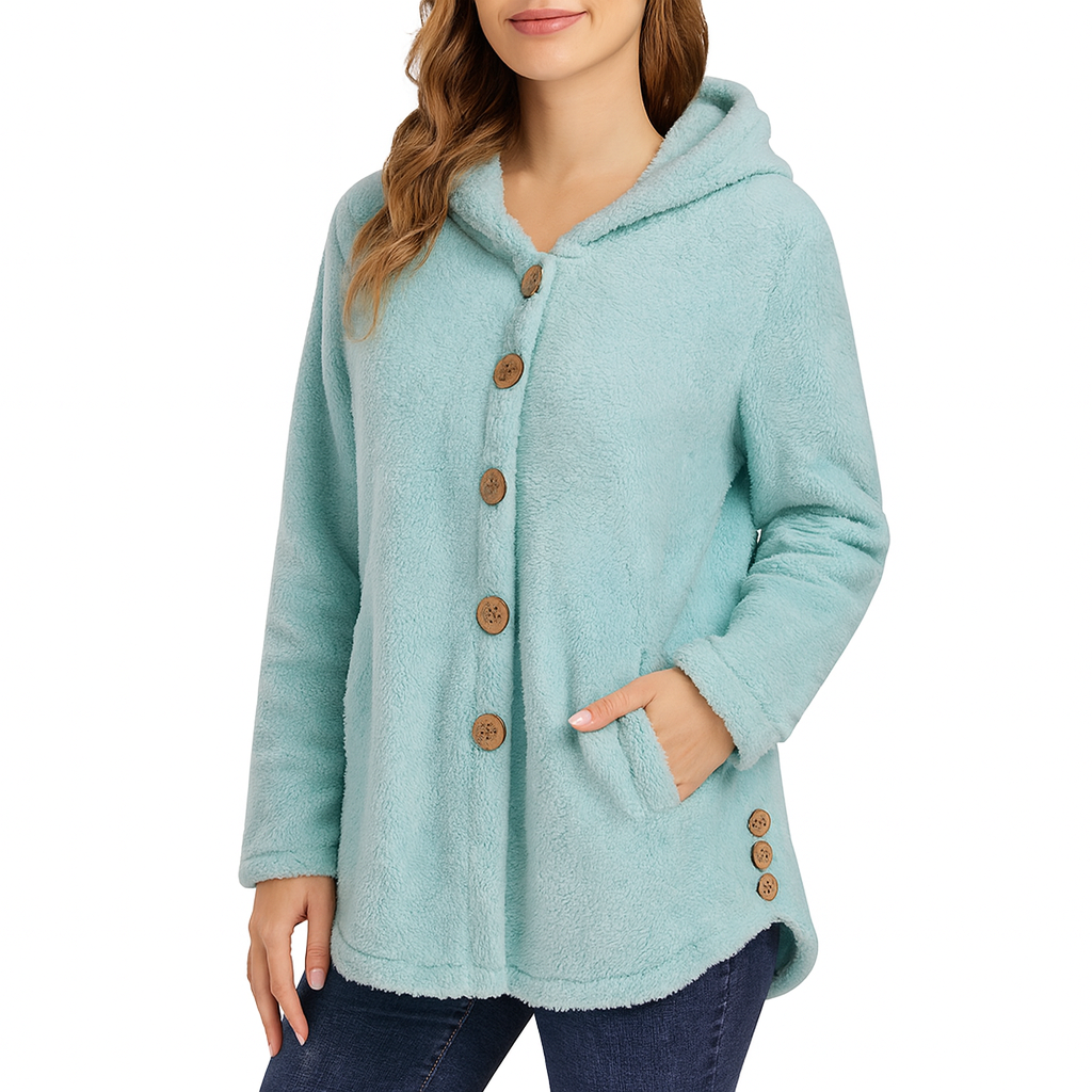 Malibu | Women’s Button-Front Long Sleeve Patch Pocket Fleece Hoodie