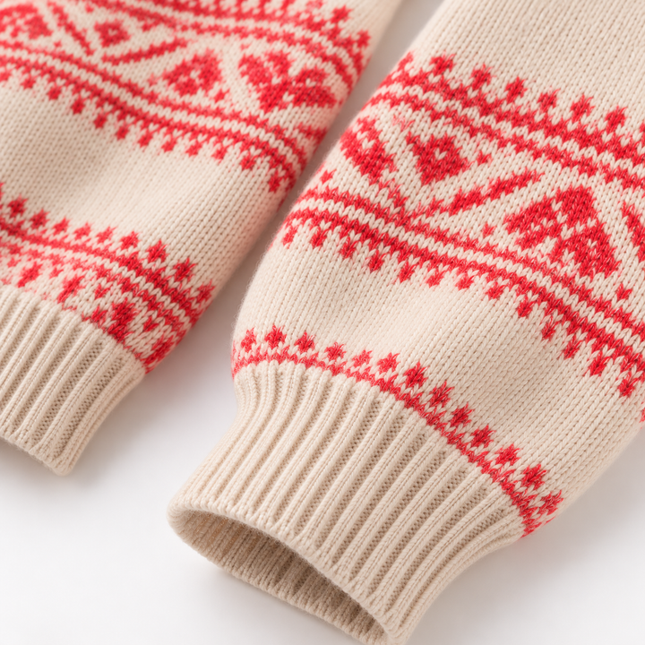 Close-up of the banded cuffs and sleeve pattern
