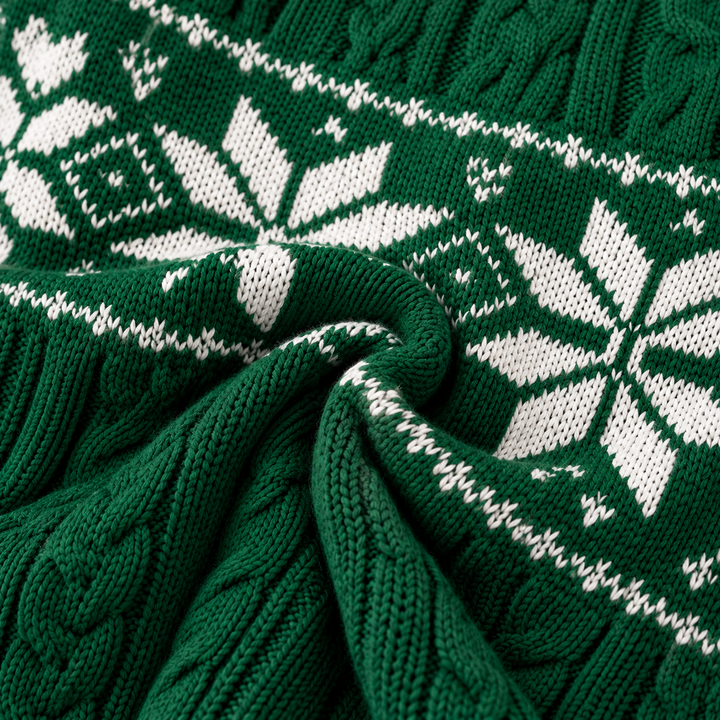 Detail view of the cable knit surface