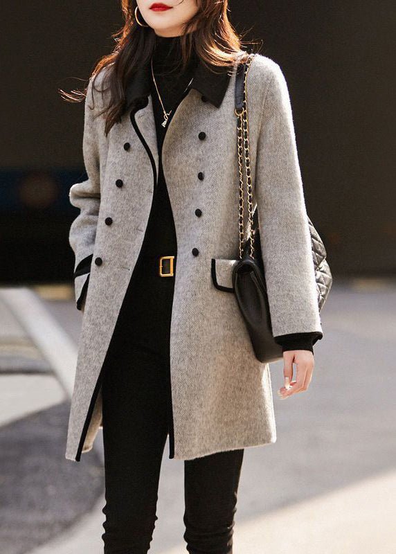 Shasta | Women’s Double-Breasted Contrast-Trim Button-Front Wool Coat