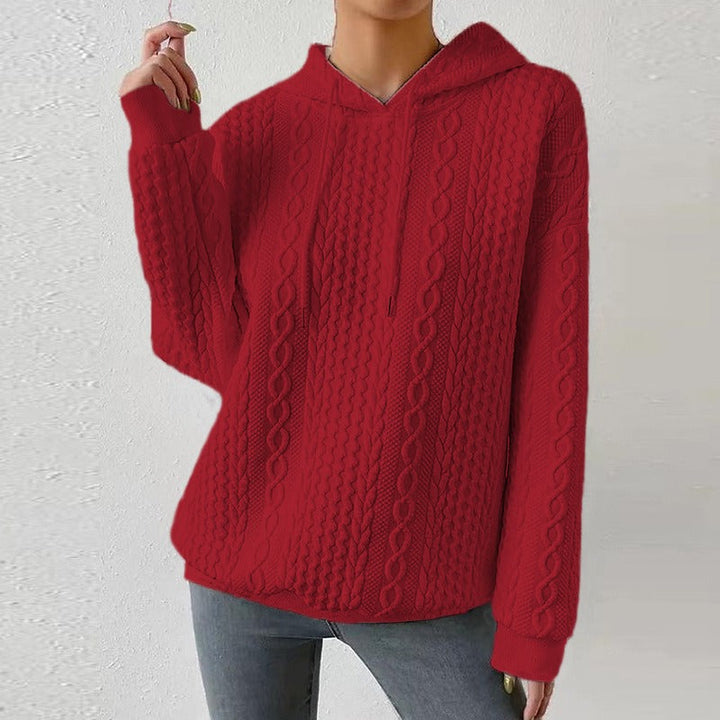 Avila | Women’s Drawstring Hood Long Sleeve Cable Knit Sweater