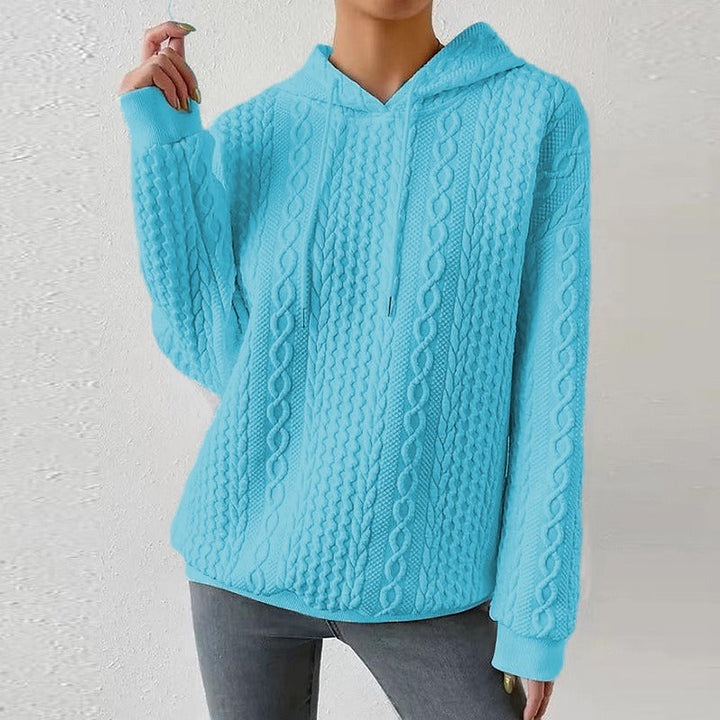 Avila | Women’s Drawstring Hood Long Sleeve Cable Knit Sweater