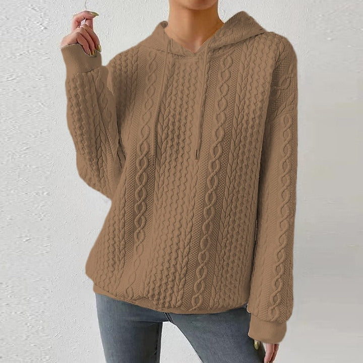 Avila | Women’s Drawstring Hood Long Sleeve Cable Knit Sweater
