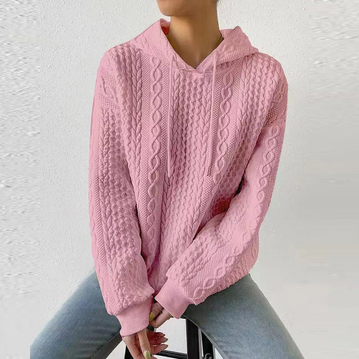 Avila | Women’s Drawstring Hood Long Sleeve Cable Knit Sweater