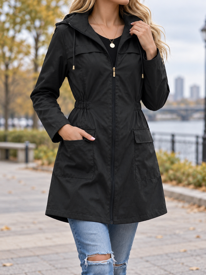 Fairfax | Women’s Drawstring Zip-Front Pocket Waterproof Rain Jacket