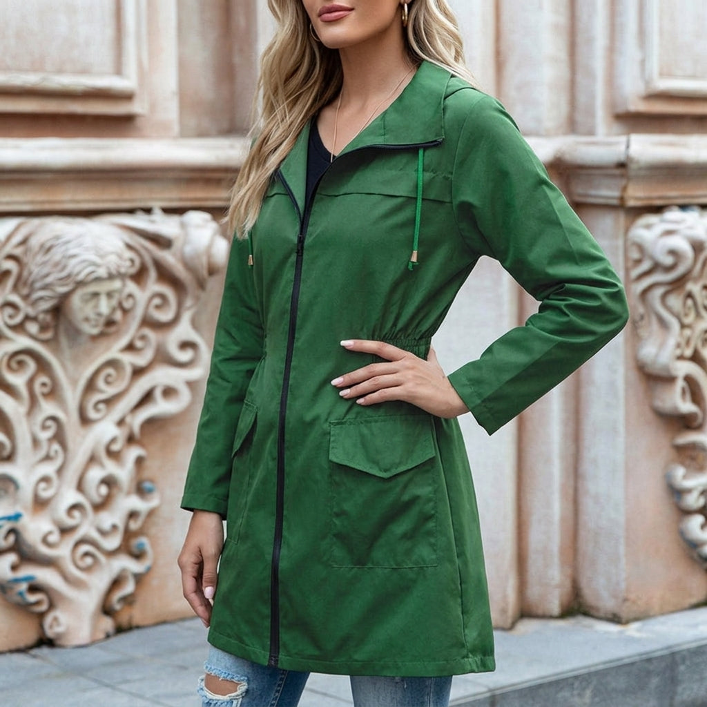 Fairfax | Women’s Drawstring Zip-Front Pocket Waterproof Rain Jacket