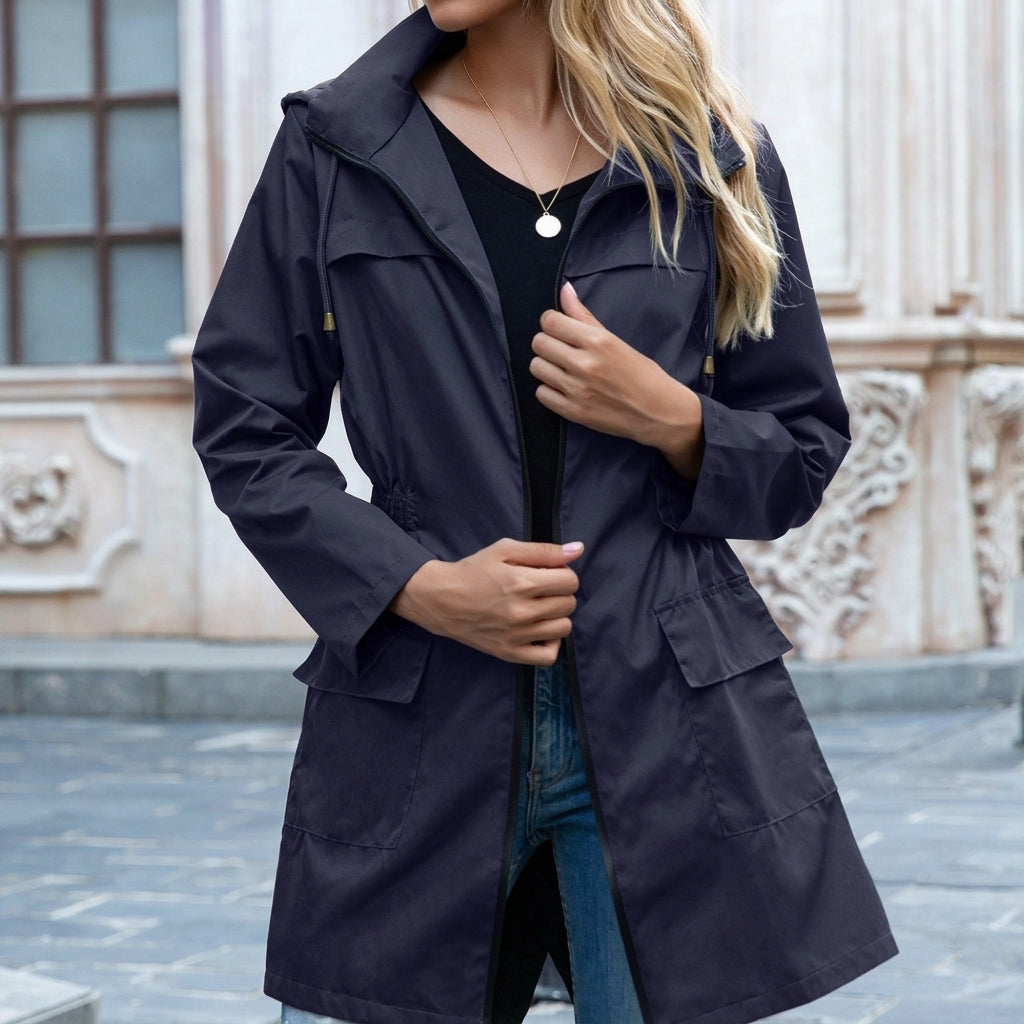 Fairfax | Women’s Drawstring Zip-Front Pocket Waterproof Rain Jacket