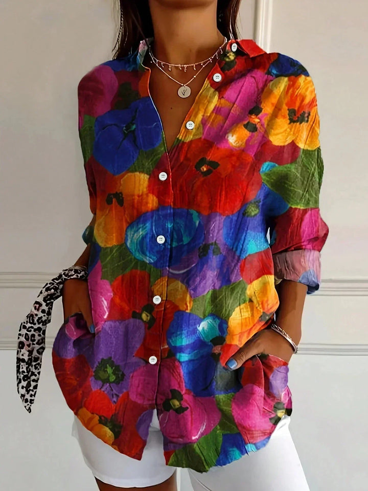Front view showing shirt collar, button placket and side pockets, mix 2