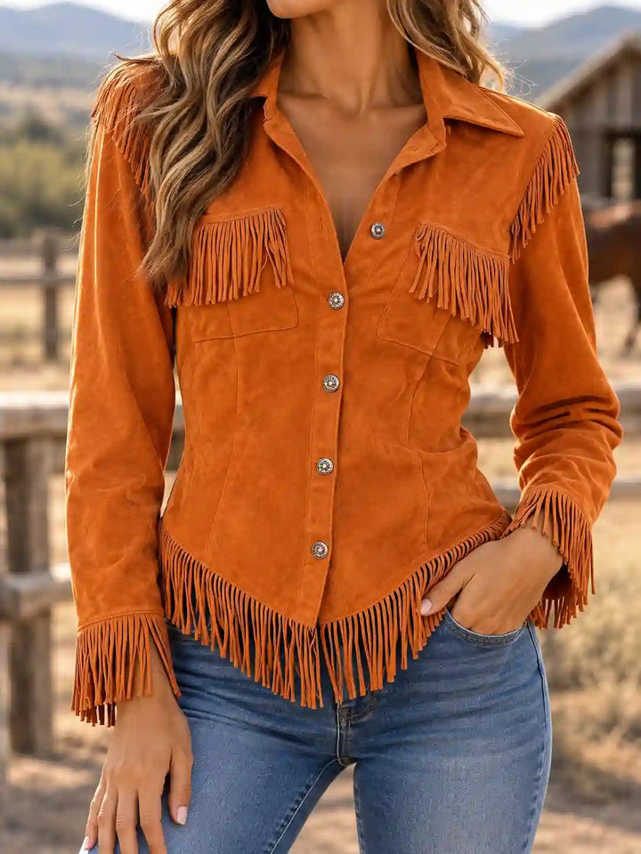 Chester | Women’s Fringe Button-Front Pointed-Collar Western Shirt