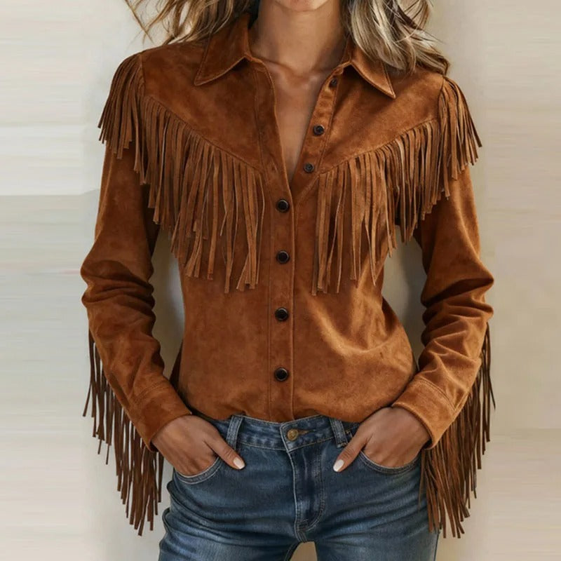 Chester | Women’s Fringe Button-Front Pointed-Collar Western Shirt