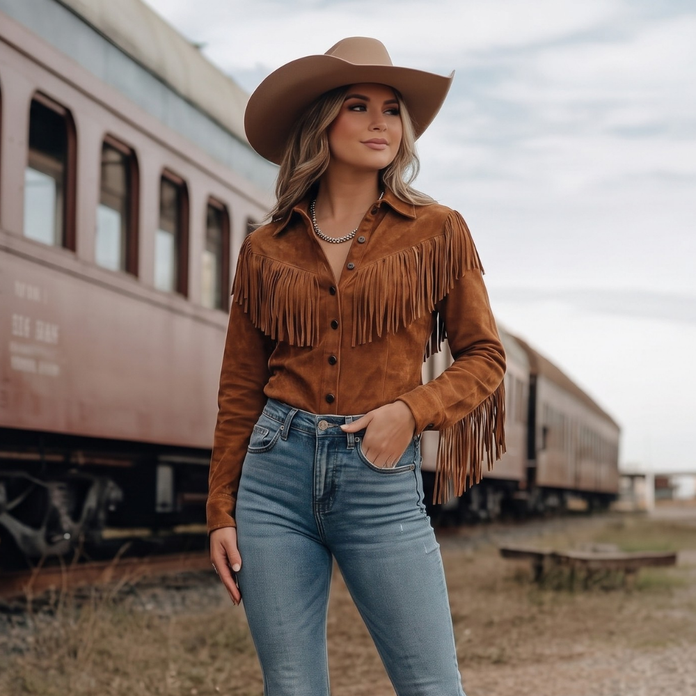 Chester | Women’s Fringe Button-Front Pointed-Collar Western Shirt
