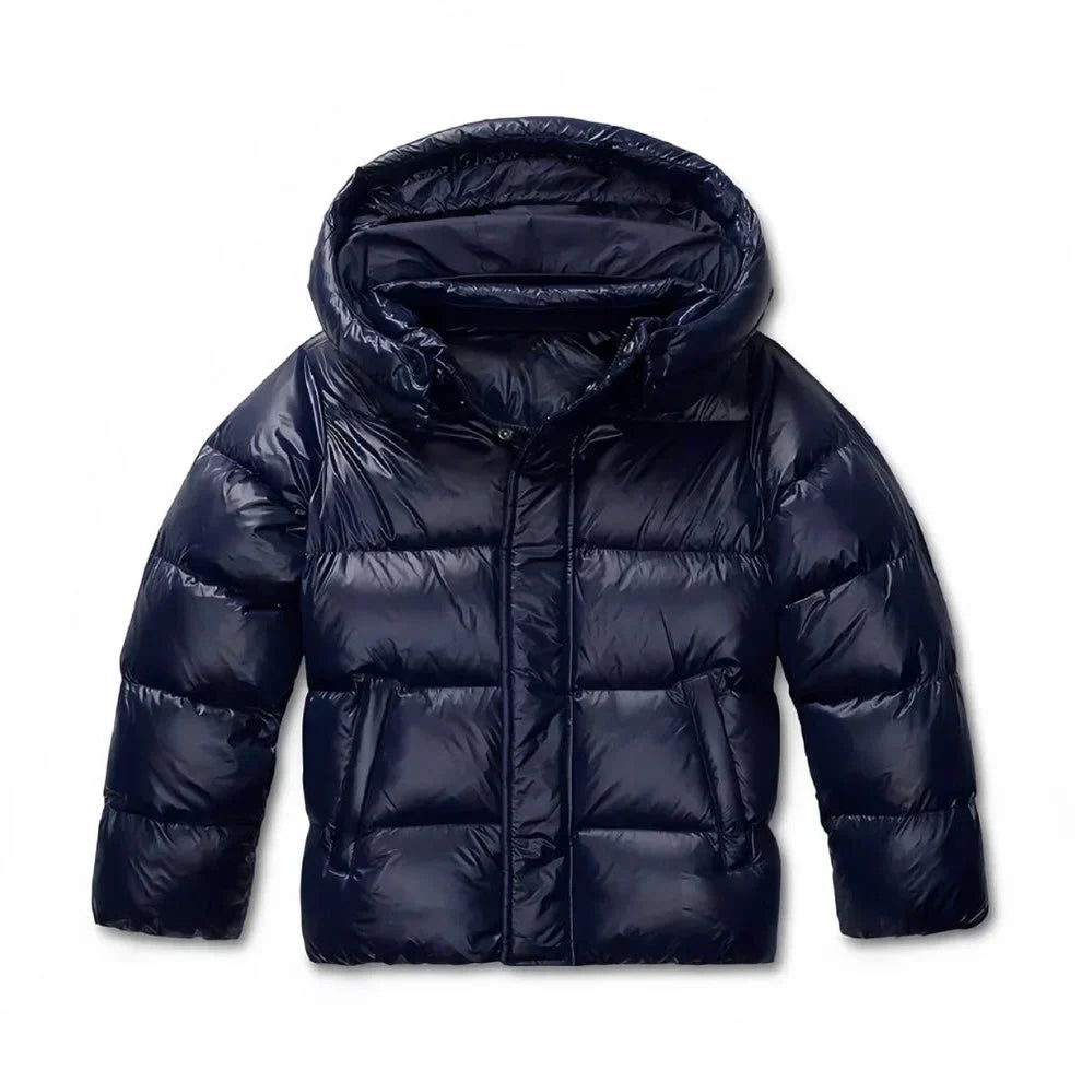 Flat lay showing the hood, full zipper front and side pockets