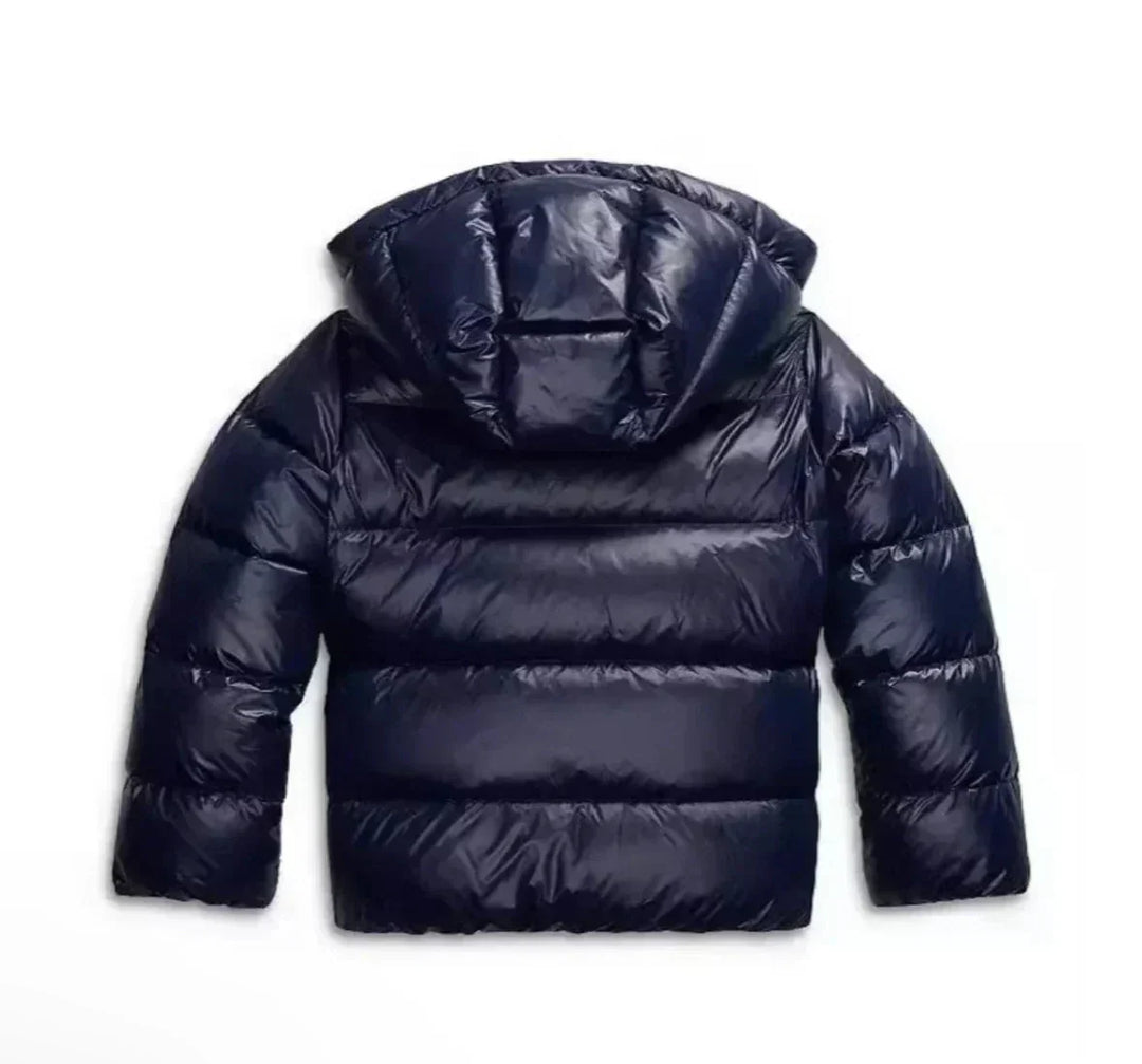 Flat lay showing the hood and quilted back