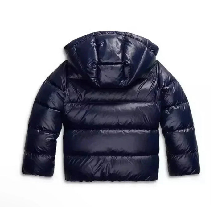 Flat lay showing the hood and quilted back