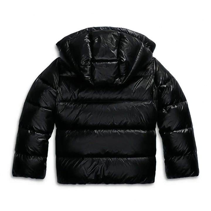 Flat lay showing the hood and quilted back