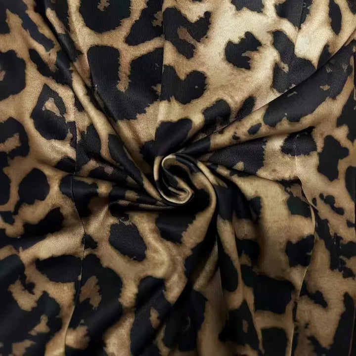 Roseville | Women’s Leopard Print Notched Lapel Long Sleeve Blazer