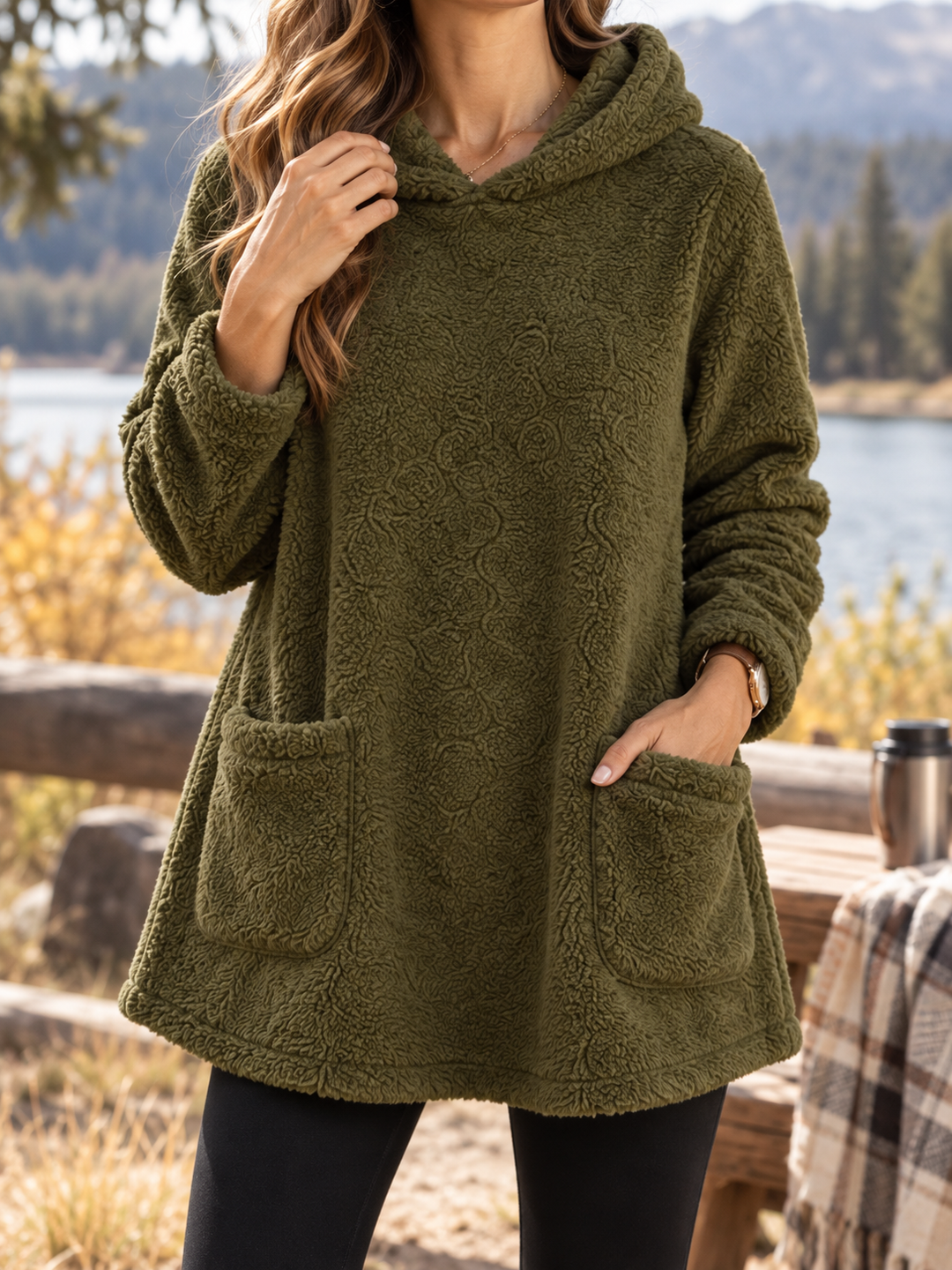 Zuma | Women’s Long Sleeve Patch Pocket Fleece Hoodie