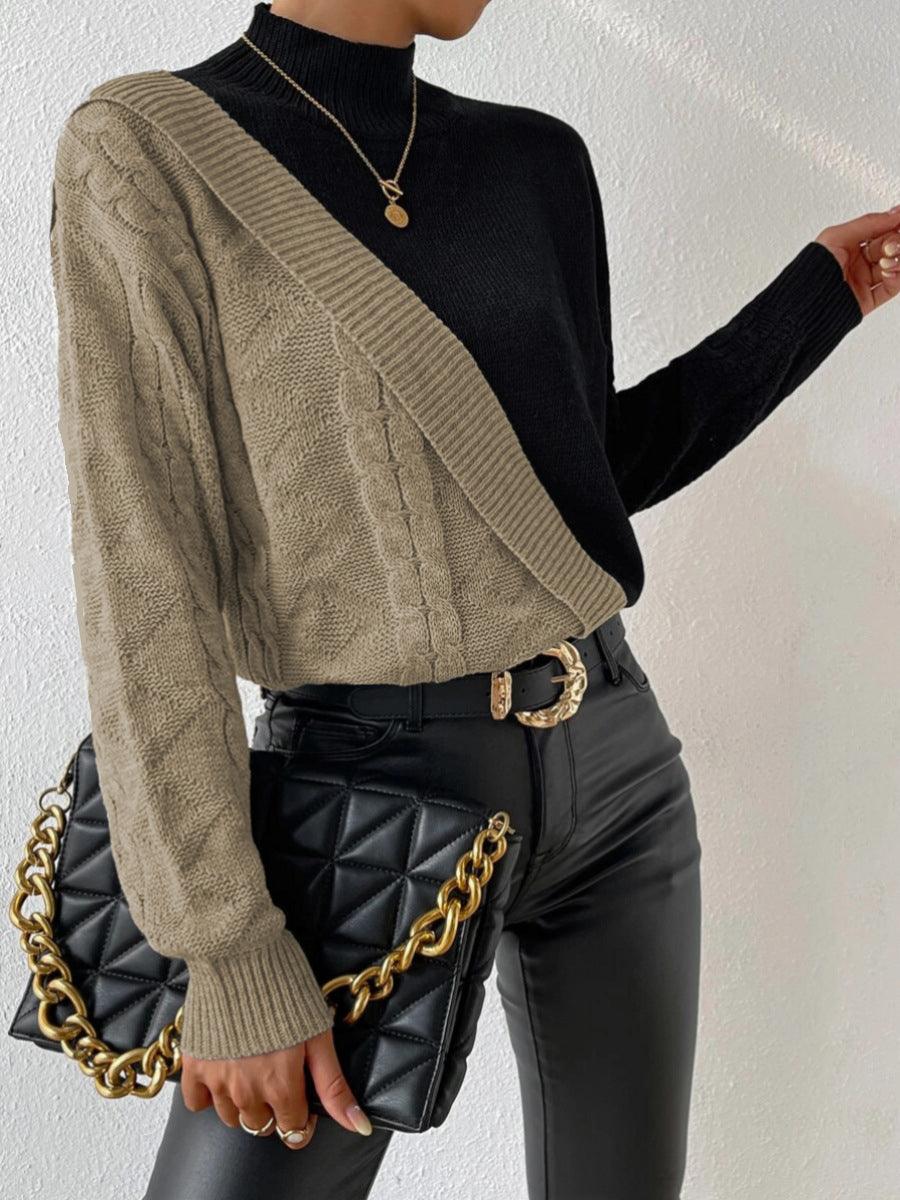 Cambria | Women’s Mock Neck Asymmetric Cable Knit Sweater