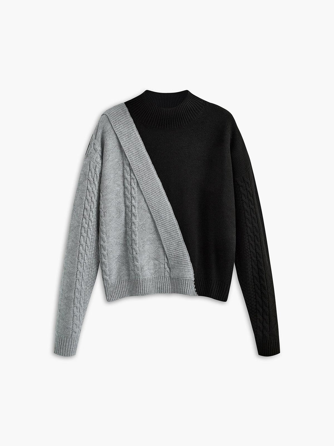 Cambria | Women’s Mock Neck Asymmetric Cable Knit Sweater