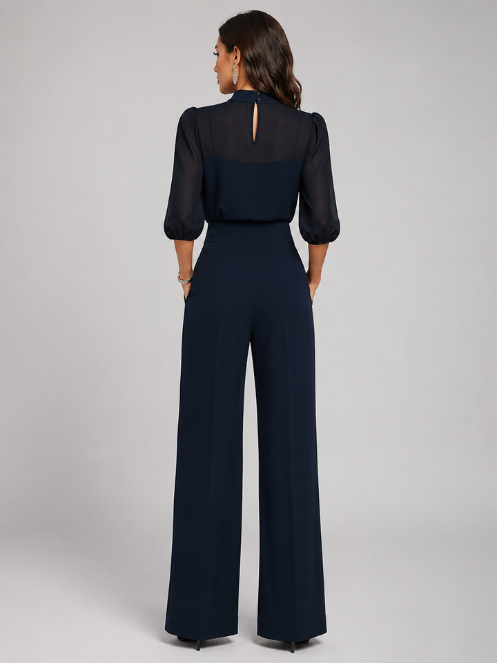 Back view showing keyhole opening and wide legs