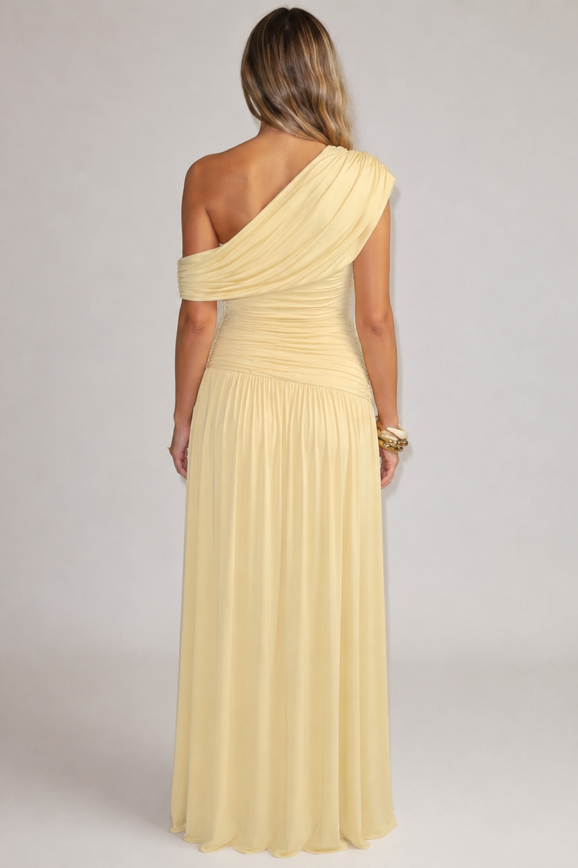 Yountville | Women’s One-Shoulder Ruched Draped Maternity Maxi Dress
