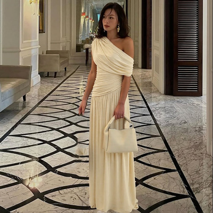 Yountville | Women’s One-Shoulder Ruched Draped Maternity Maxi Dress