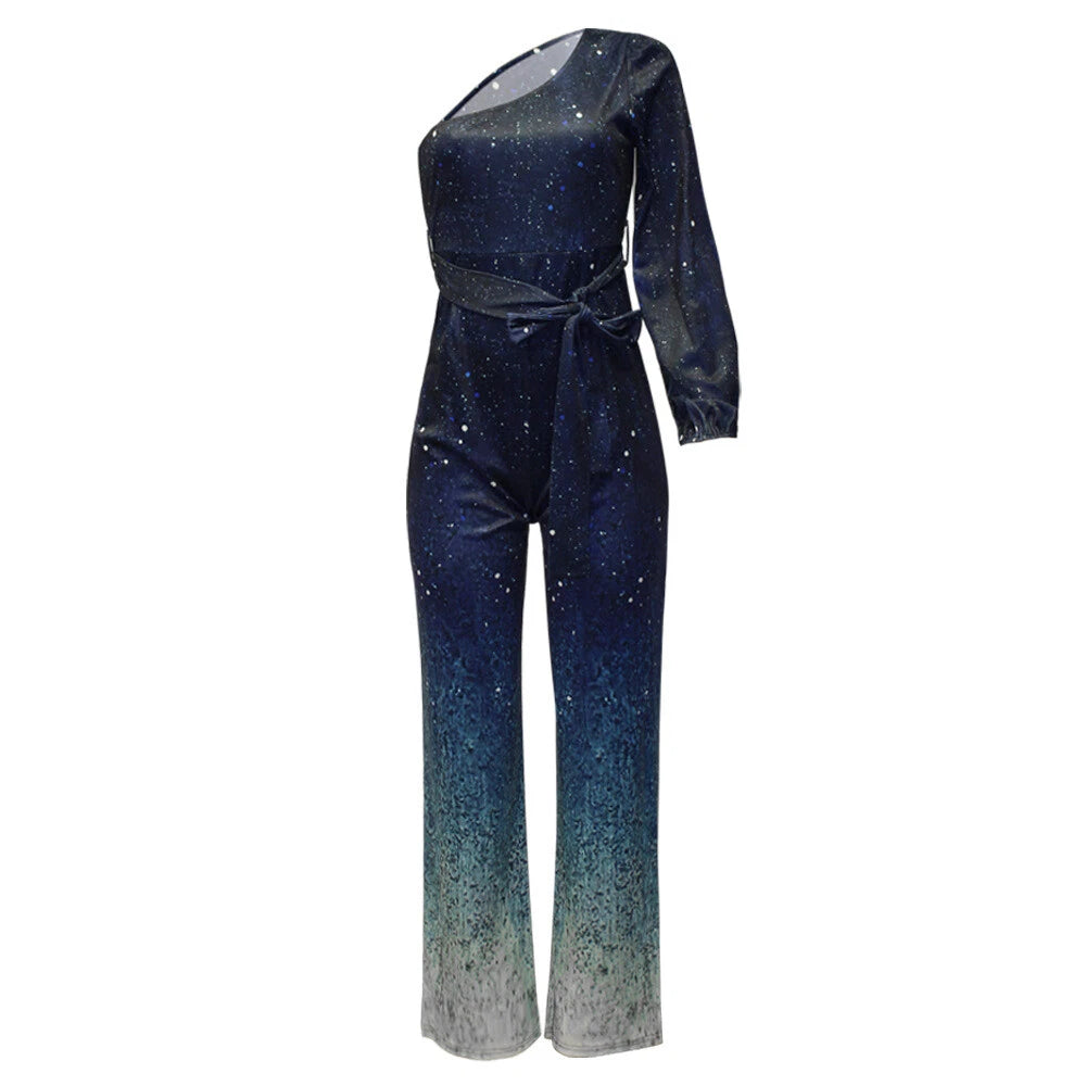 Berryessa | Women’s One-Shoulder Waist-Tie Wide-Leg Jumpsuit