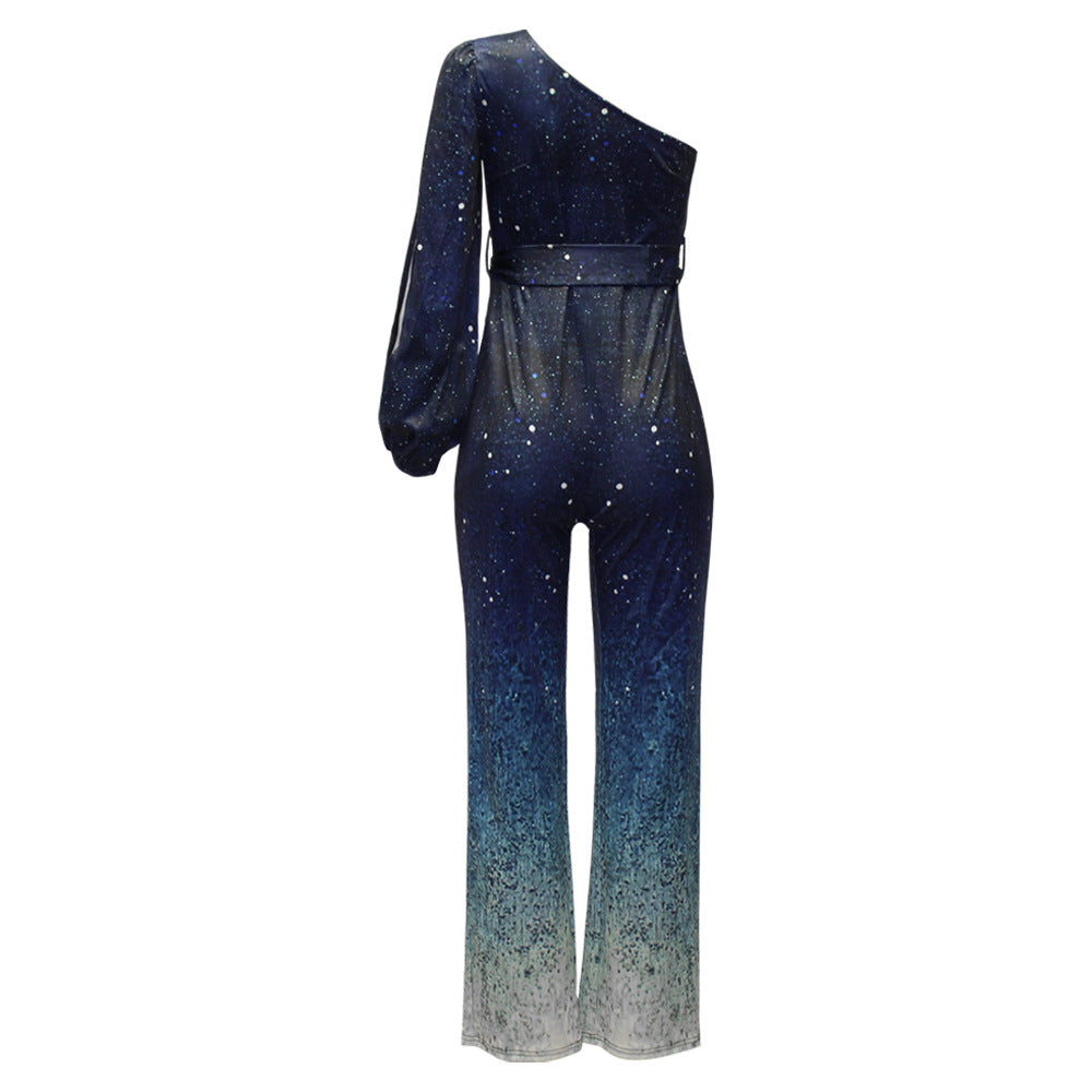 Berryessa | Women’s One-Shoulder Waist-Tie Wide-Leg Jumpsuit