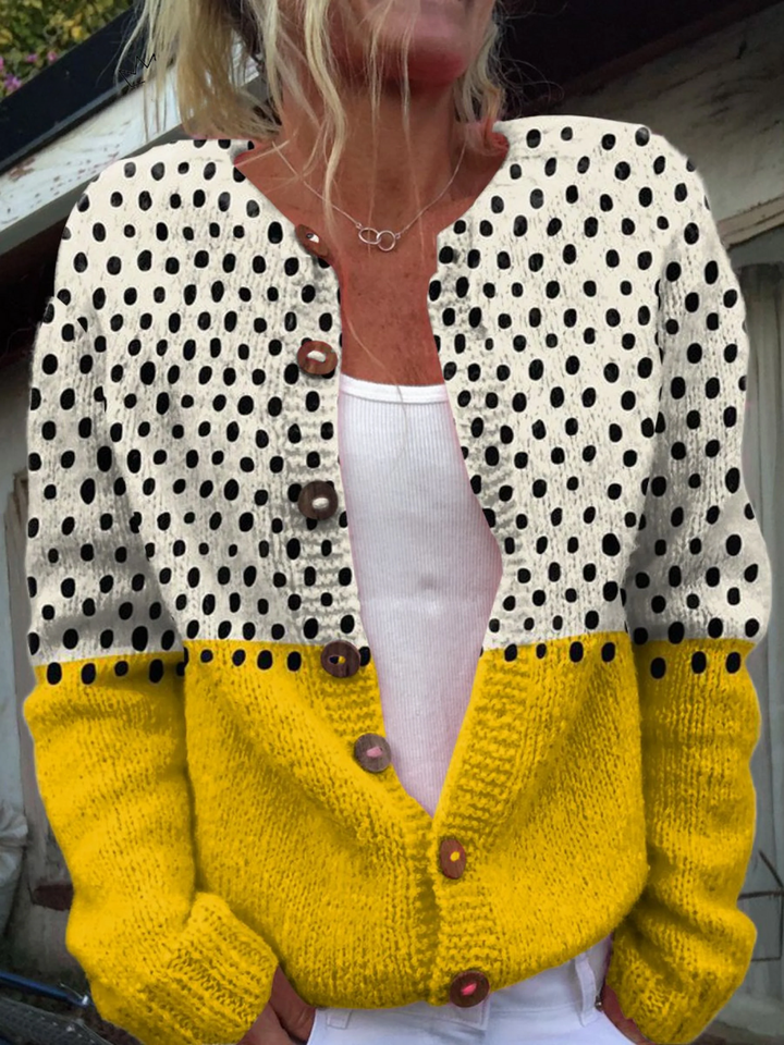 Redding | Women’s Polka Dot Button Front Ribbed Cuff Cardigan
