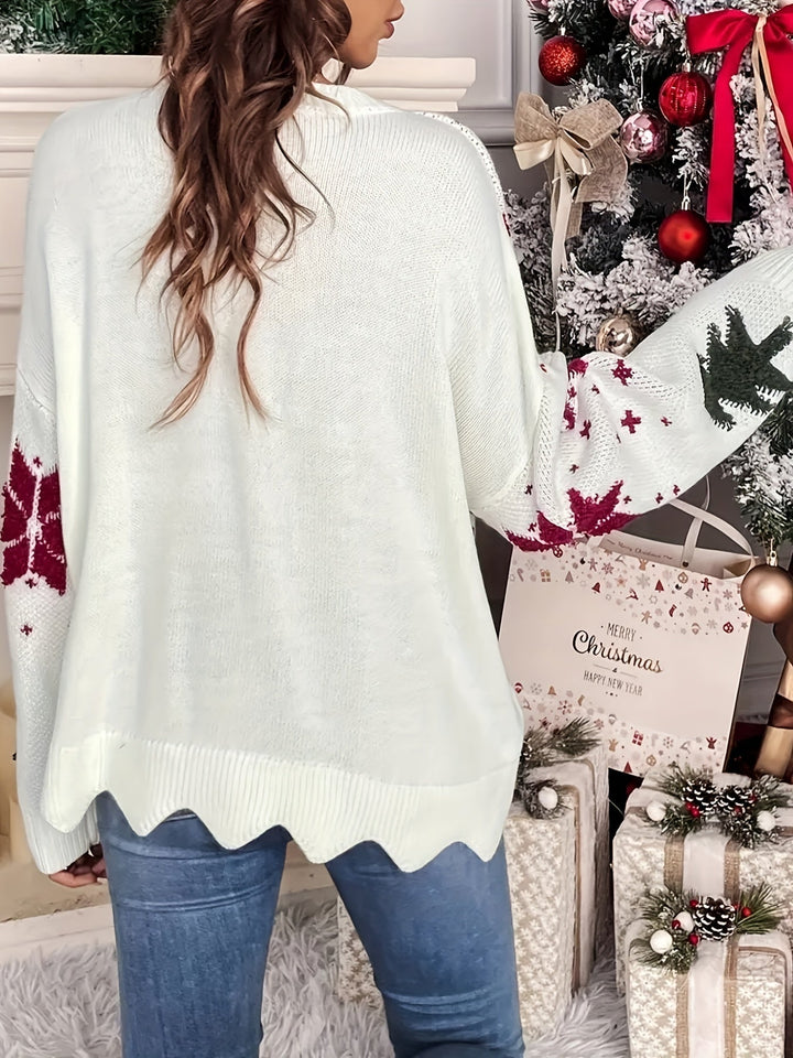 Back view of the sweater and scalloped hem