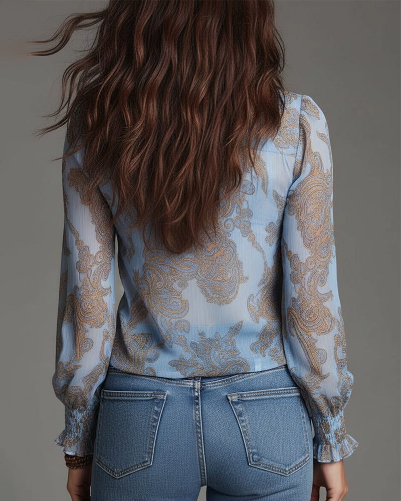 Back view of bodice and banded cuffs
