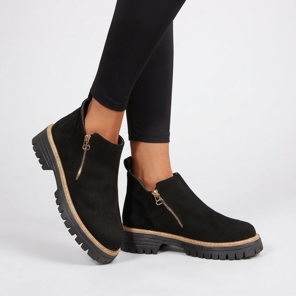Close-up of block heel and sole