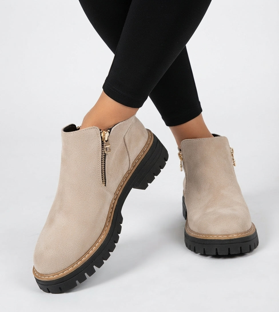 Ankle boots top view showing opening