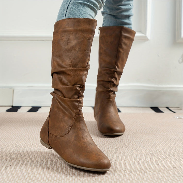 Angled view of slouchy boot upper