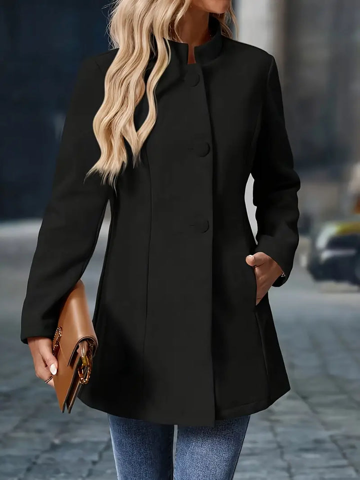 Calabasas | Women’s Stand Collar Button Front Long Sleeve Blazer