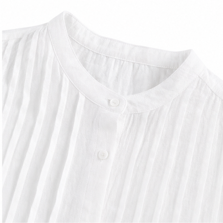 Detail of stand collar and buttons