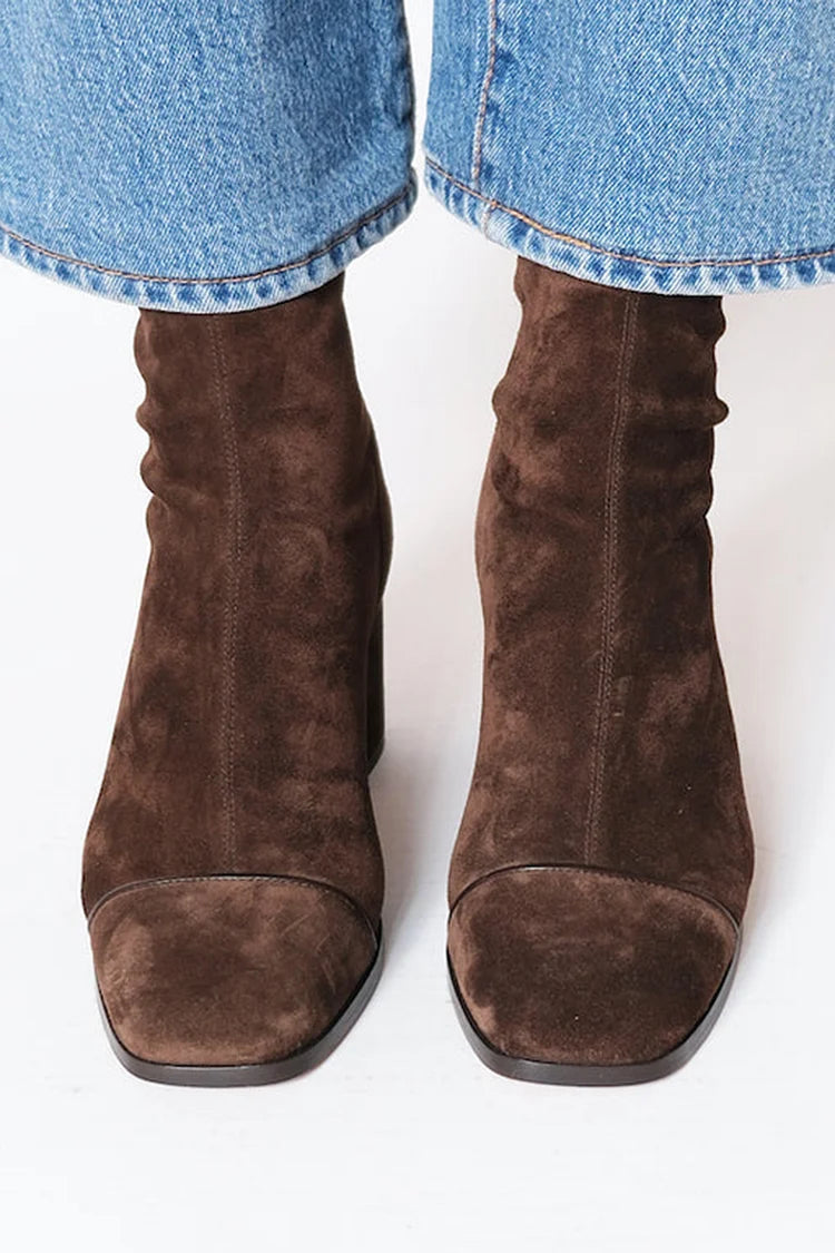 Front view showing upper, toe cap and sole