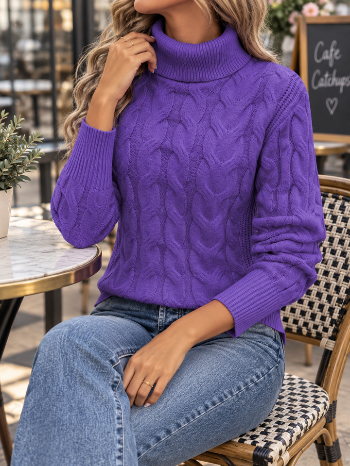 Cayucos | Women’s Turtleneck Long Sleeve Cable Knit Sweater