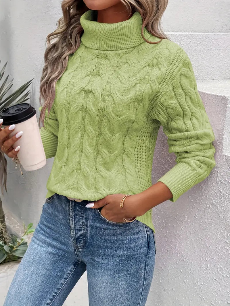 Cayucos | Women’s Turtleneck Long Sleeve Cable Knit Sweater