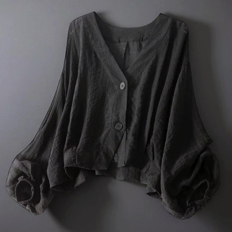 Sequoia | Women’s V-Neck Button Front Balloon Sleeve Blouse