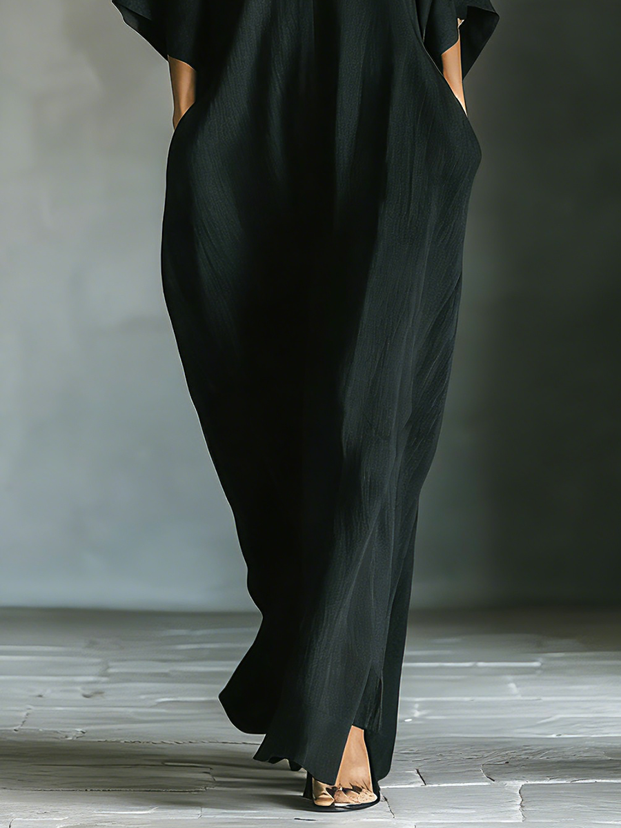 Front view of skirt with front slit and floor-length hem