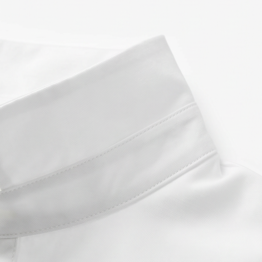 Detail view of the stand collar and stitching