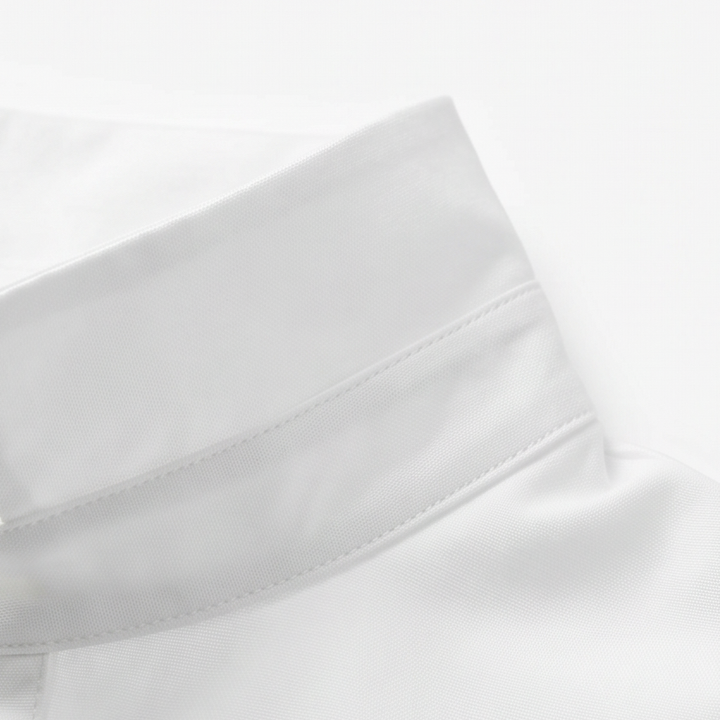 Detail view of the stand collar and stitching